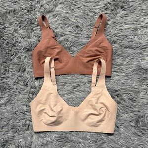 Bombas No Show Plunge Bralette Seamless Bras Coco Pink No Padding Women's XS